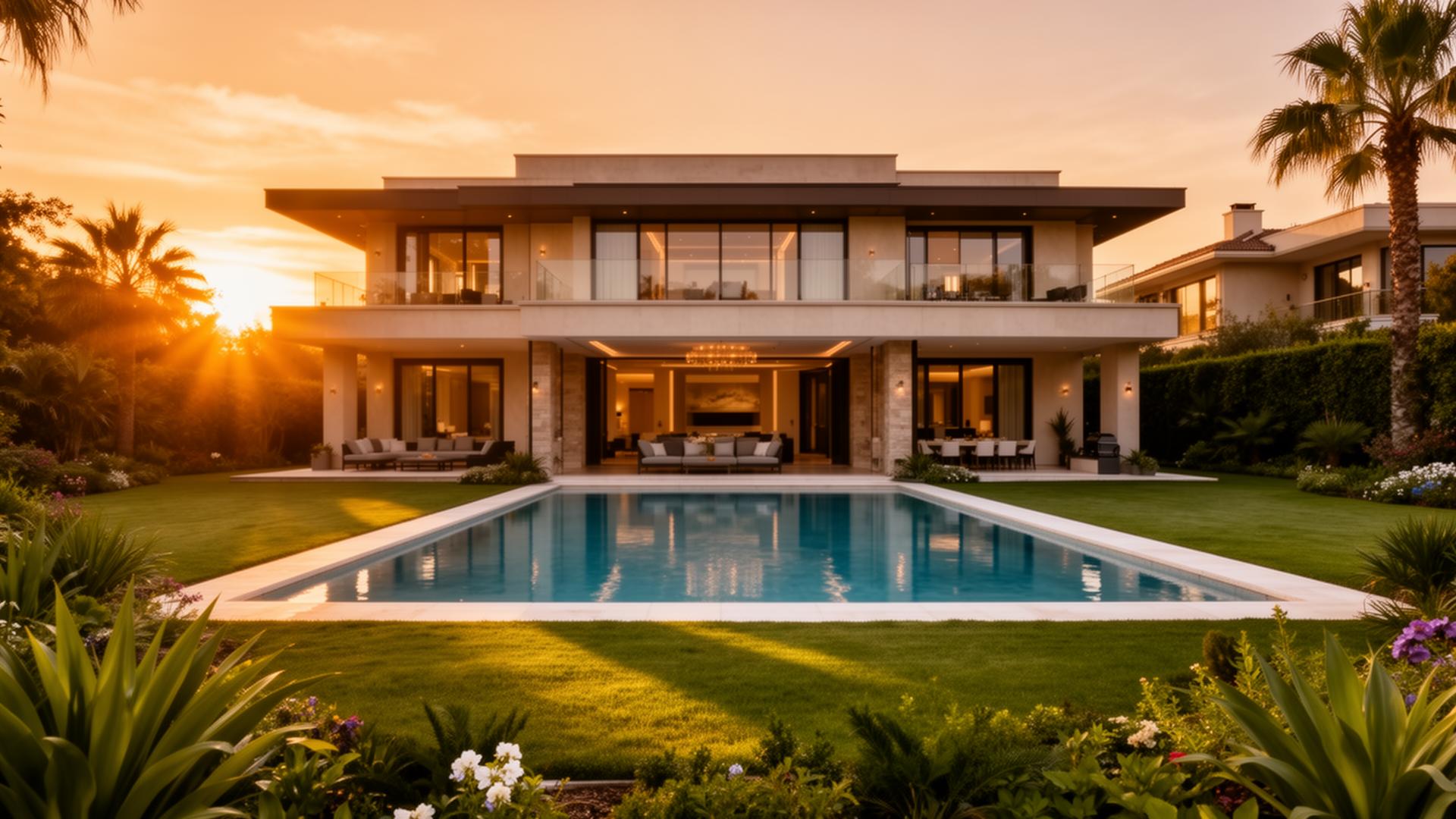 Luxury villa at sunset